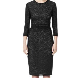 Reiss 1971 Zoe Black Fitted Dress Women's US 0 UK 4 Mesh Netting Overlay
